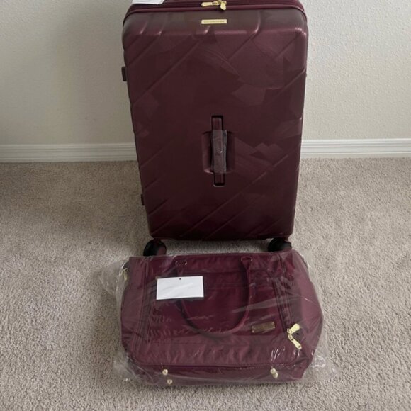 Samantha Brown 30" Trunk Style Case Spinner Luggage w/Tote BURGUNDY RED nwt - Picture 3 of 12